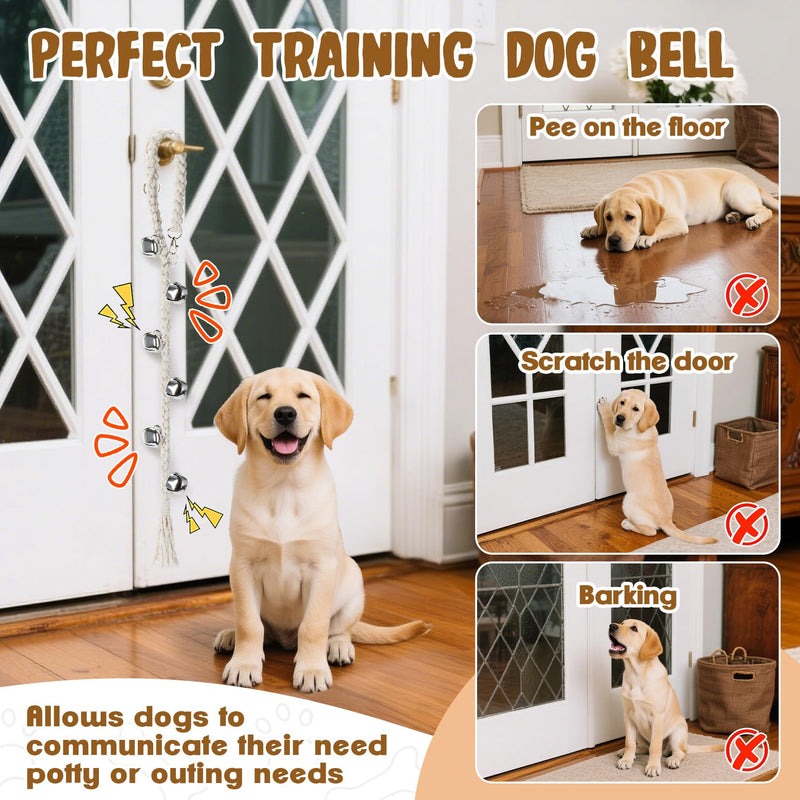 Dog Bells to Go Outside - RAINFLOW Dog Door Bells for Potty Training,Adjustable Potty Bells for Dogs,Handmade With Polyester Cotton,Comes for Puppies Dogs Doggy Doggie Pooch Pet Cat Pet Supplies Beige - PawsPlanet Australia