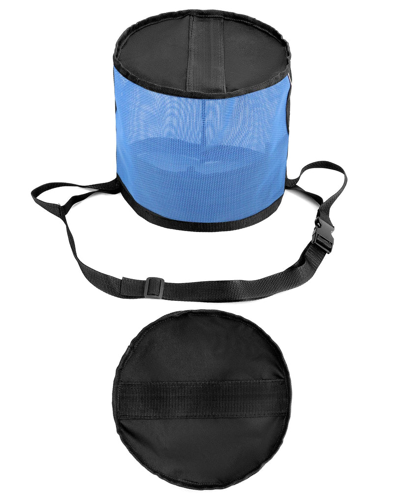 QWORK 2 Pack Horse Feed Bag for Grain - Durable Mesh Grain Feeder with Adjustable Strap, Comfortable Neck and Nose Pad Horse Muzzle Feed Bag, for Feeding Grain, Powder, Supplements, Blue 2 Pcs - PawsPlanet Australia