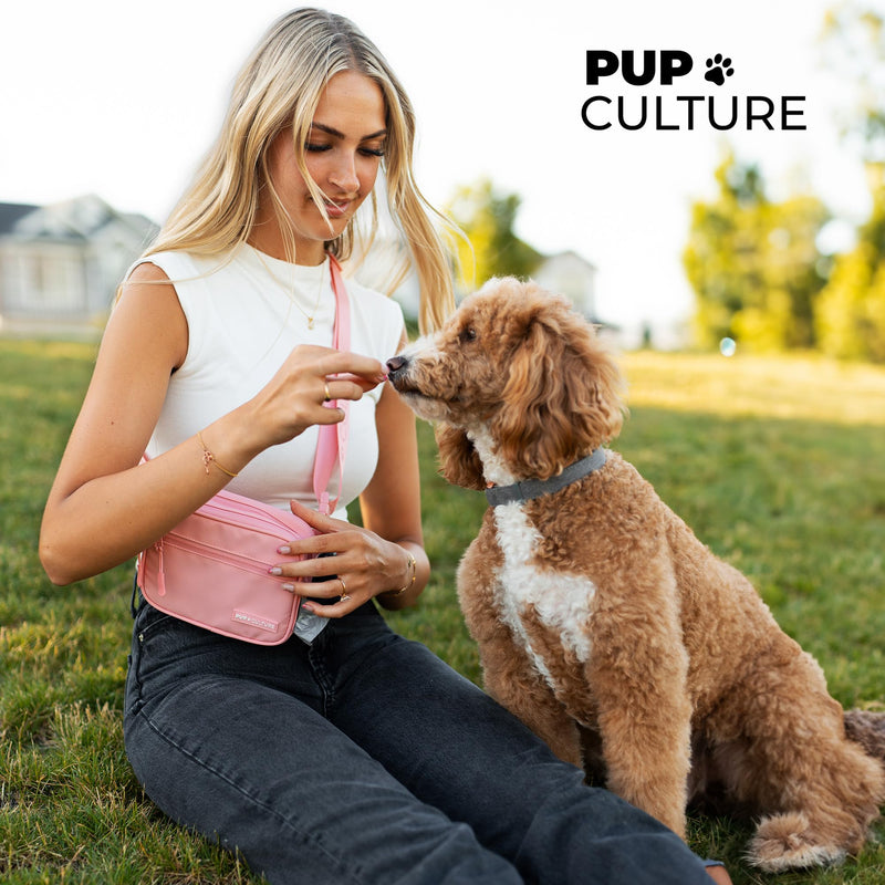 Pup Culture Cross Body Dog Training Treat Pouch | Removable Treat Pouch for Anytime Puppy Training | Built in Poop Bag Dispenser & Used Dog Poop Bag Holder | Stylish Dog Treat Pouch - Black - PawsPlanet Australia