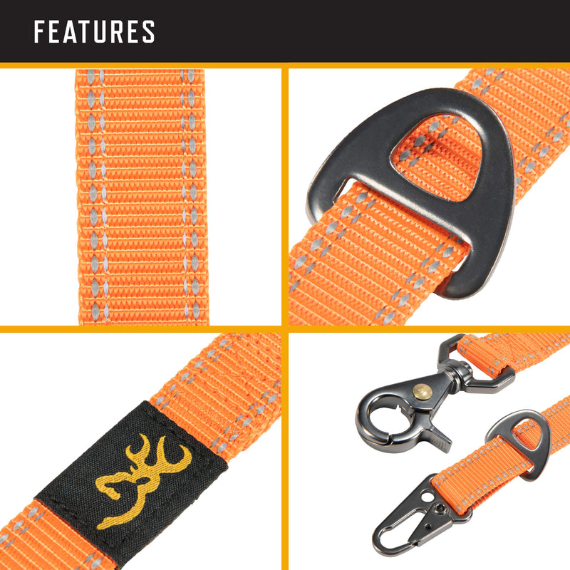 Browning Classic Dog Leash, Safety Orange, 6ft x 1in - PawsPlanet Australia