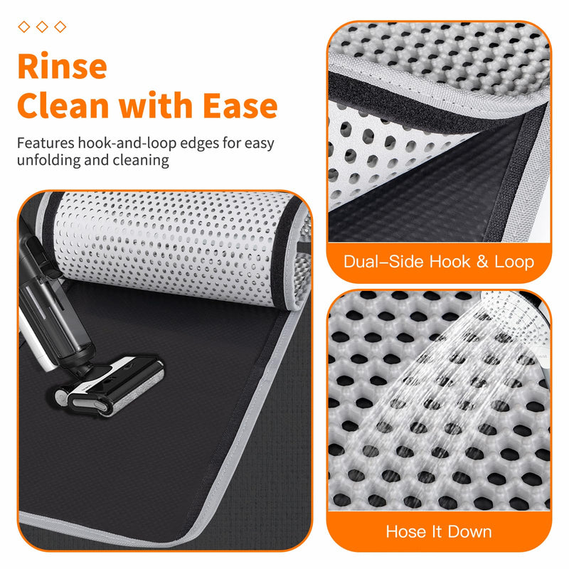 Large Cat Litter Box Mat for Cats, Double Layer Honeycomb Cat Litter Trapping Mats, Waterproof, Urine Proof,Non-Slip Litter Pad for Indoor Kitty Cat Litter Mat, Easy to Clean Grey (33.8'' x 23.6'') 33.8'' x 23.6'' - PawsPlanet Australia