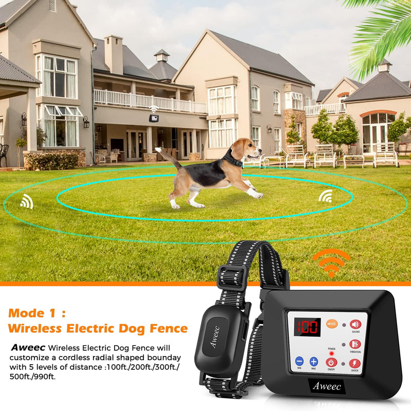 Wireless Dog Fence, 2025 Electric Fence for Dog & Training Collar with Remote, Wireless Dog Boundary Containment System, Adjustable & Rechargeable Collar for Medium,Large Extra Collar