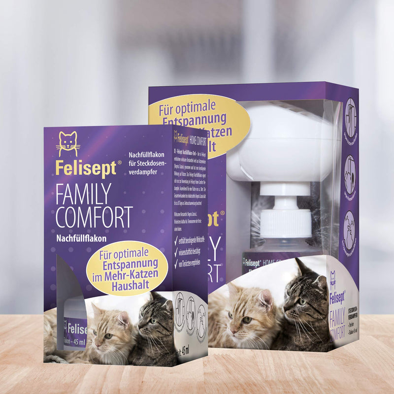 Felisept Family Comfort Refill 45ml - Conflict and Stress for Cats - With Natural Catnip Without Pheromones - Relaxation in a House with Multiple Cats (Pack of 2)