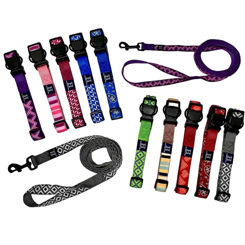 Hamilton 6 Foot Nylon Dog Leash, 5/8 Inch Wide, Pink Stripes Ribbon Overlay, Small/Medium