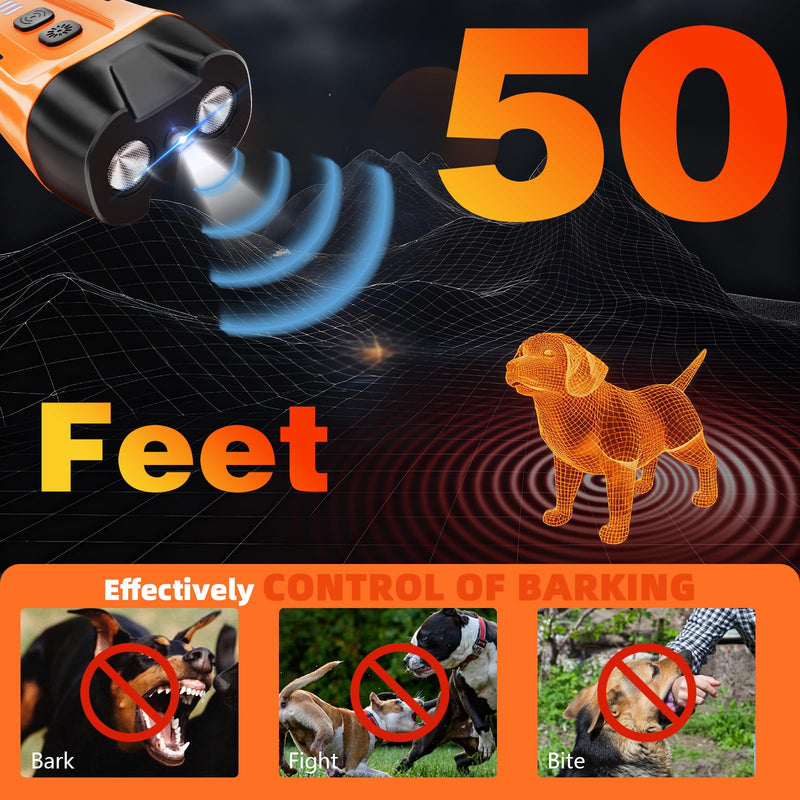 Ultrasonic Dog Bark Deterrent Devices, 50 FT Range Anti Barking Device for Dogs, Indoors Outdoors Effective Stop Barking Own or Neighbors Dog, Safe & Humane Dog Behavior Training Control Device Orange - PawsPlanet Australia