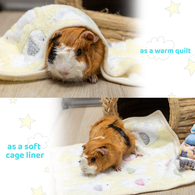 Guinea Pig Bedding Mat - 6 Pack Fleece Soft Warm Small Animal Blankets for Rat Rabbit Hamster Chinchilla Hedgehog Lizard - Washable Small Pet Cage Liners Sleep Mat Bedding Accessories - PawsPlanet Australia