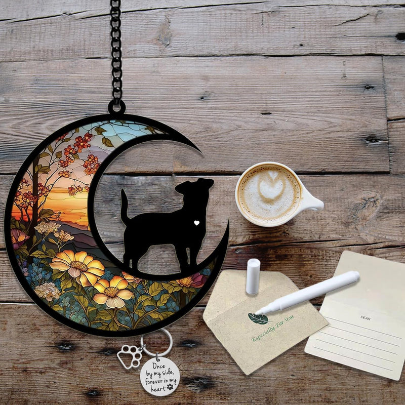 DIY Custom Dog Ornament Memorial Gifts for Dog Lovers, Acrylic Window Hangings Ornament Suncatcher, Loss of Dog Sympathy Gift, Remembrance Gifts for Dog Dog & Flower-CTM - PawsPlanet Australia