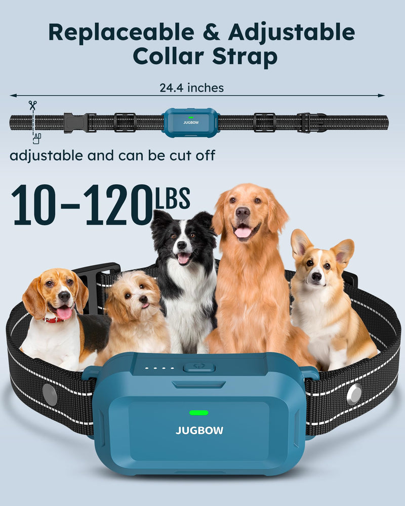 Jugbow Dog Shock Collar - 4200FT Dog Training Collar with Remote, IPX8 Waterproof Electric Collar with 4 Training Modes, Security Lock, Rechargeable e-Collar for Dogs 10-120lbs Blue - PawsPlanet Australia