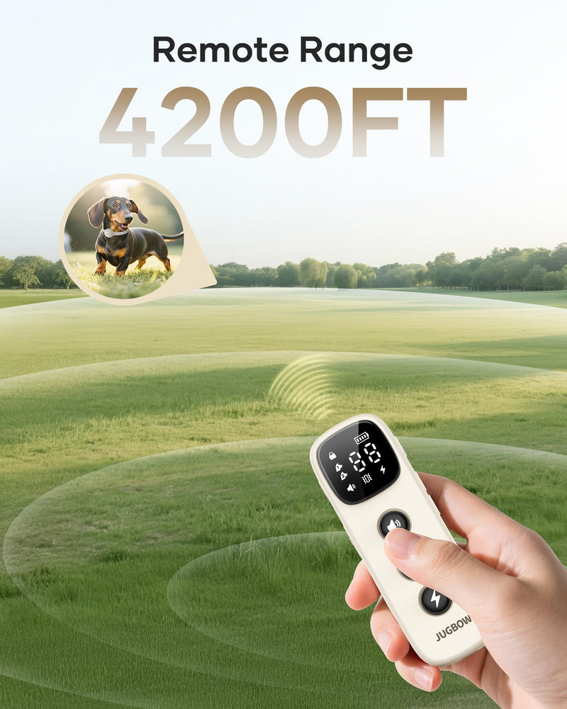 Jugbow Shock Collar for Small Dogs - 4200FT Dog Training Collar with Remote for 5-30lbs Mini Small Dogs, IPX8-Waterproof Rechargeable E-Collar with Beep (1-9), Vibration(1-3), Safe Shock(0-16) White