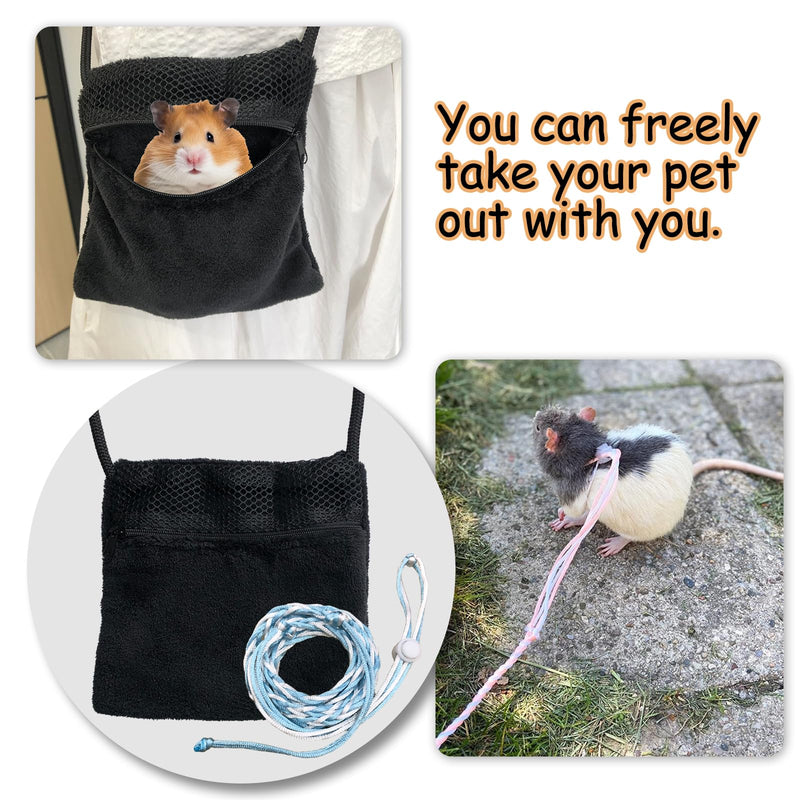 2 Pics Sugar Glider Pouch and 2 Pics Hamster Leash Small Animal Carry Pouch with Adjustable – Cozy & Portable Habitat for Small Pets (Hamsters, Rat, Marmosets, Squirrels) - PawsPlanet Australia