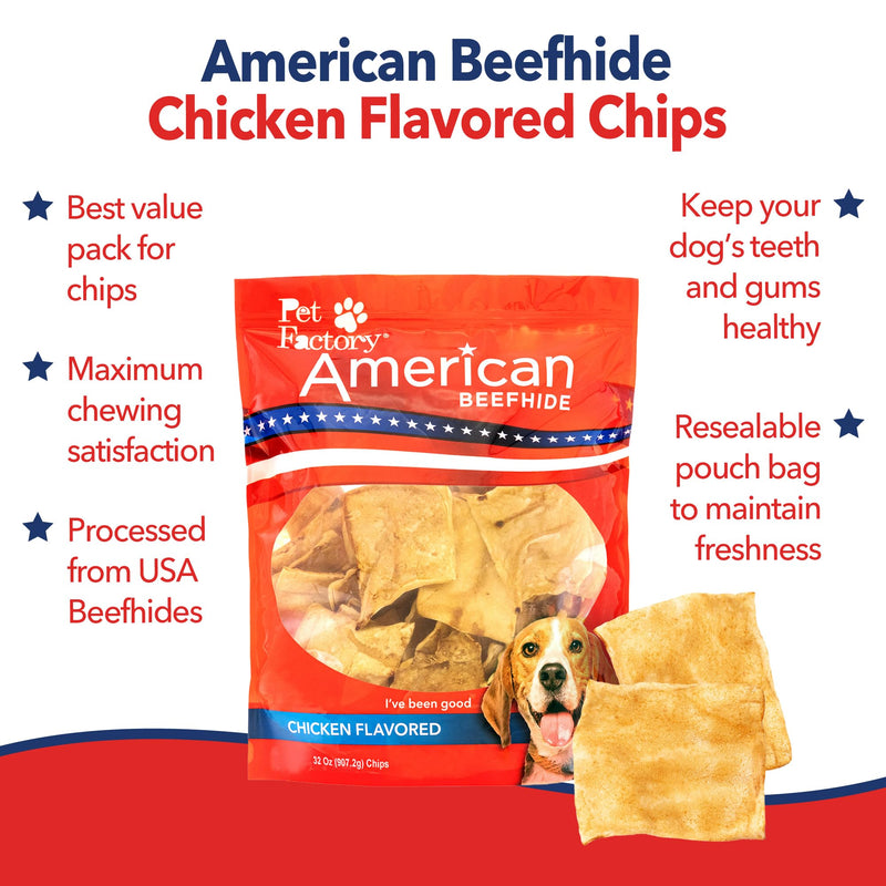 Pet Factory American Beefhide Chips Dog Chew Treats - Chicken Flavor, 32 oz