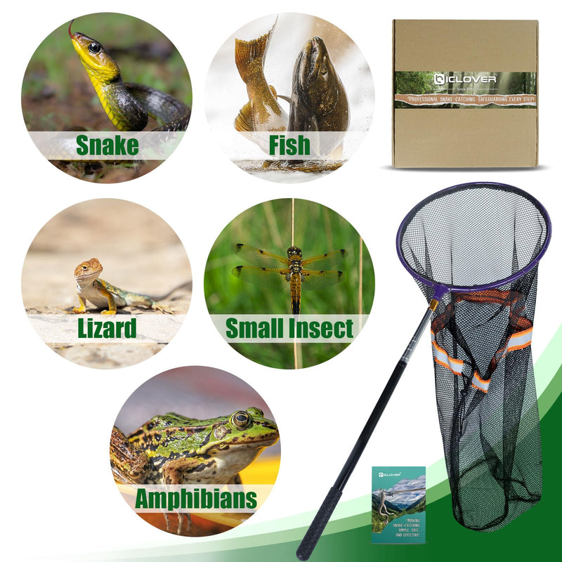 IC ICLOVER Snake Catcher Net, Snake Grabber Handling Tool, Snake Catching Net with Telescopic Pole, Adjustable Snake Capture Stick, Rattle Snake Catching and Transport Picker, Extended from 16" to 59" Only Snake Catcher Net - PawsPlanet Australia