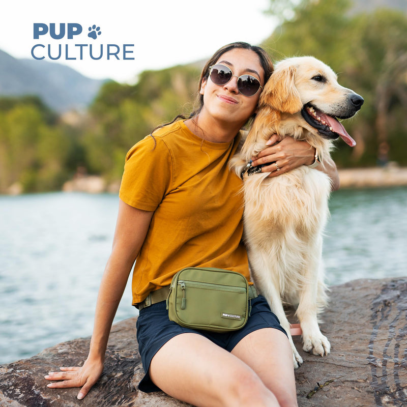 Pup Culture Cross Body Dog Training Treat Pouch | Removable Treat Pouch for Anytime Puppy Training | Built in Poop Bag Dispenser & Used Dog Poop Bag Holder | Stylish Dog Treat Pouch - Black - PawsPlanet Australia