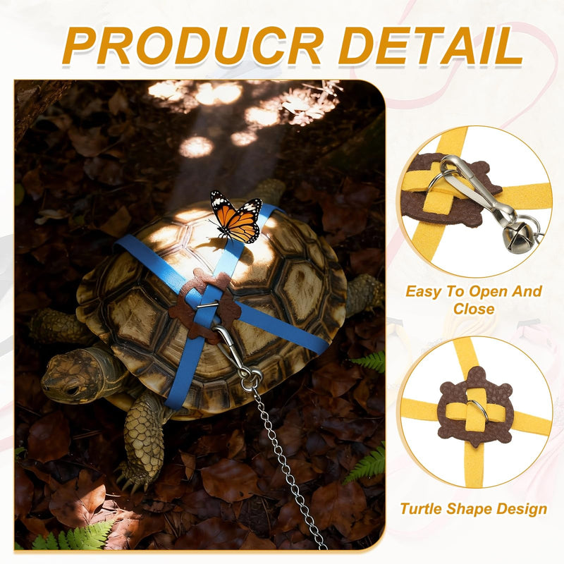 Tortoise Leash Harness, Adjustable Turtle Harness Chest Collar Pet Tortoise Walking Rope with Bell, (Leather, Small, Yellow), for Bearded Hamster Small Pets Outdoor - PawsPlanet Australia