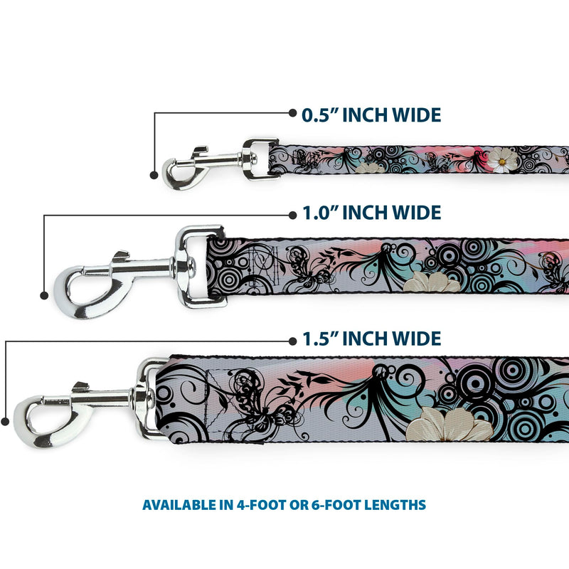 Buckle-Down Pet Leash - Flowers w/Filigree Pink - 6 Feet Long - 1.5" Wide - PawsPlanet Australia