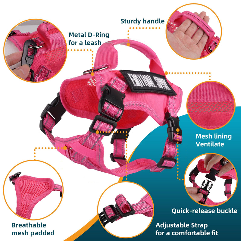 Tactical Cat Harness Pink for Walking Esacpe Proof,Adjustable Soft Mesh Large Cat Vest with Rubber Handle Easy to Control,Molle Patches L - PawsPlanet Australia