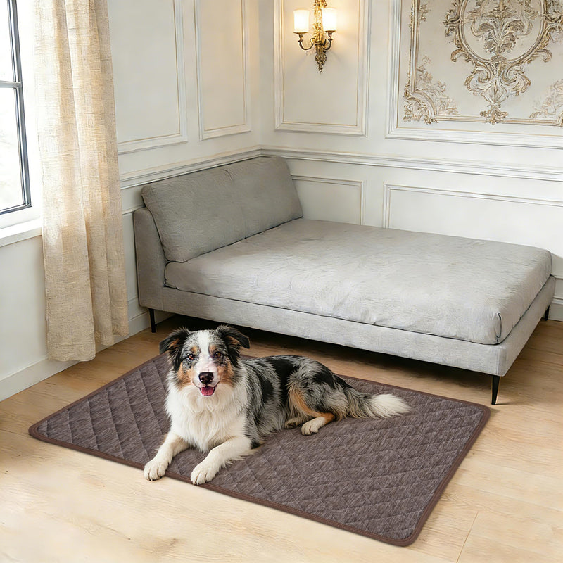 Cooling Mat for Dogs: Waterproof Pet Cooling Mat for Crate Kennel, Summer Indoor Dog Cooling Pad for Floor and Sofa, Dark Grey, Small Dog/Cat Small(28“x22") 002-Brown - PawsPlanet Australia