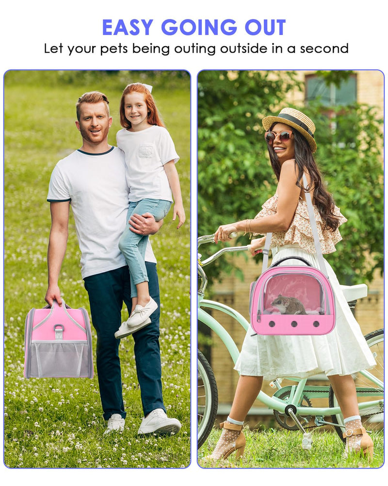 Bissap Guinea Pig Carrier Bag, Portable Small Animal Carrier Pouch for Hamster Chinchilla Bunny Hedgehog Lizard Bearded Dragon Bird Outgoing Reptile Travel Carrying Case - Pink - PawsPlanet Australia