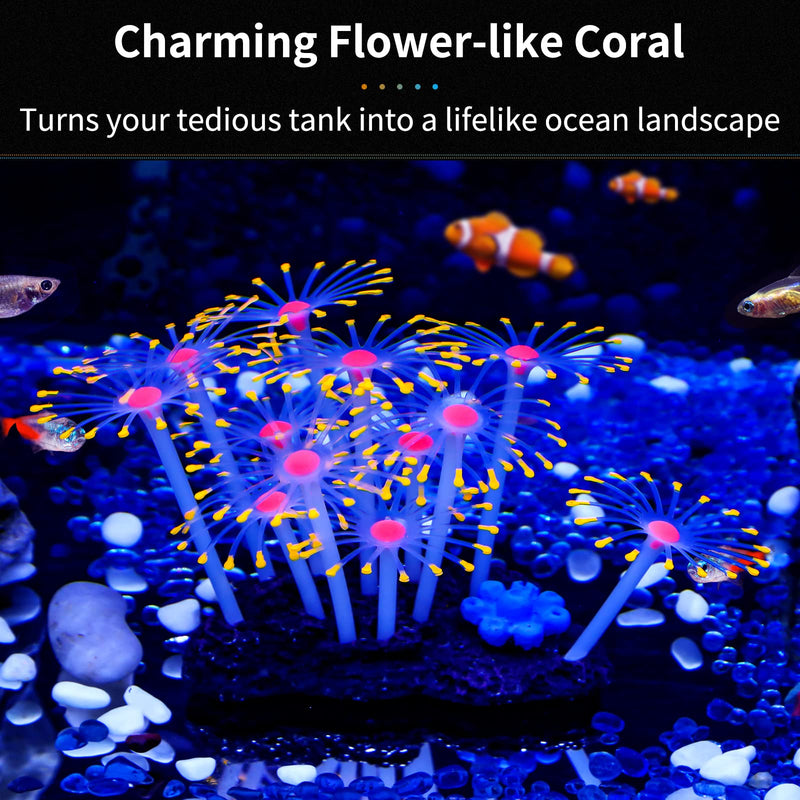 Uniclife Glowing Effect Artificial Coral Plant for Fish Tank, Decorative Aquarium Ornament, Orange Sunflower - PawsPlanet Australia