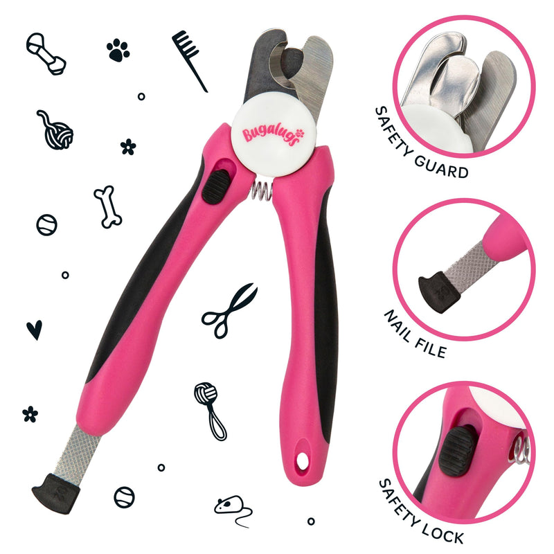 BUGALUGS Dog nails clippers & Cat Nail Clippers - Nail Trimmer with Safety Guard & Dog Nail File. Suitable for Pets, Dogs, Puppy, Cats, Kitten Nails & Claws. Pet Grooming Supplies (Small to Medium) Small to Medium