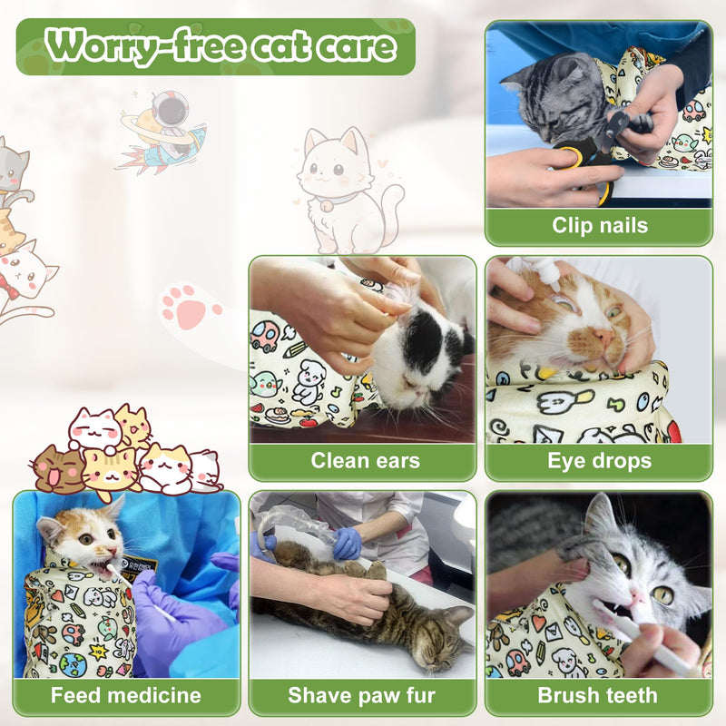 Cat Grooming Wrap with Cat Nail Clipper(27.6"x27.6"), Cat Restraint Wrap for Cutting Nails Anti Scratch/Bite/Escape, Large Cat Swaddle Wrap, Cat Grooming Supplies - PawsPlanet Australia