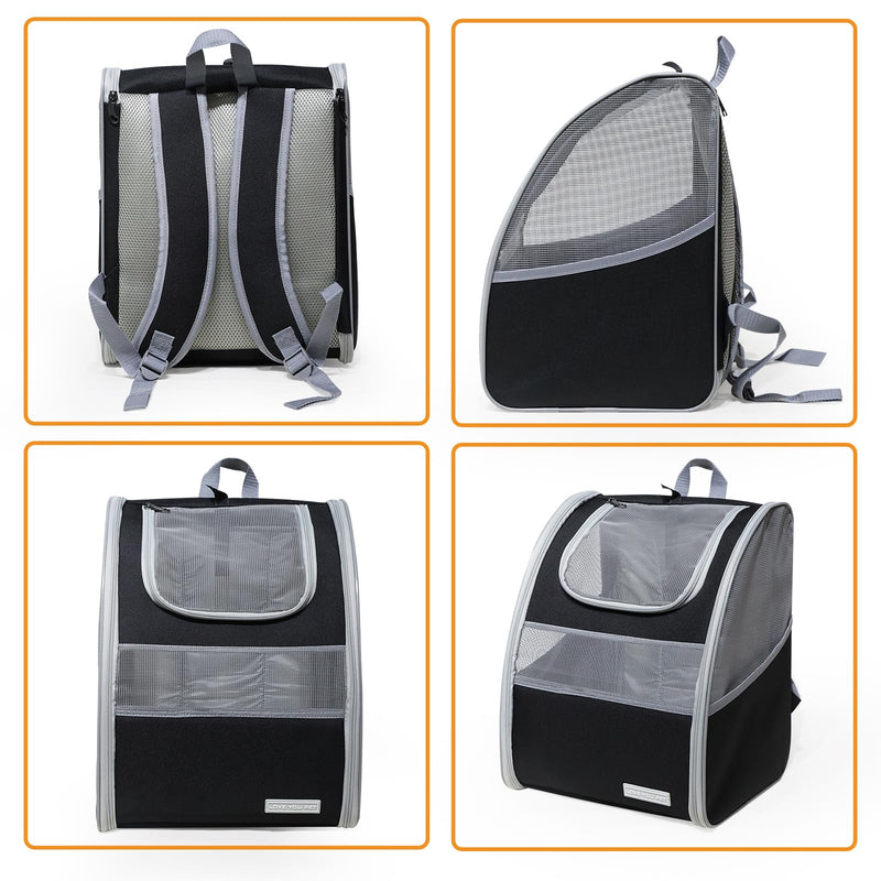 Cat Carrier Backpack with Reflector with Safety Leash Up to 15Lbs,Pet Carrier for Small Dogs and Medium Cats Kitten Puppy Bunny,Foldable Small Medium Dog Travel Carrier Backpack,Black - PawsPlanet Australia