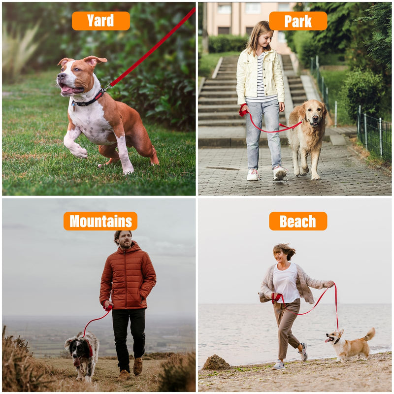Dog Training Leash - Long Line for Recall & Obedience, Nylon Training Lead with Padded Handle, 15 ft / 20 ft / 30 ft / 50 ft / 100 ft - Long Leash for Dogs Outside, Small/Medium/Large 50ft Red - PawsPlanet Australia
