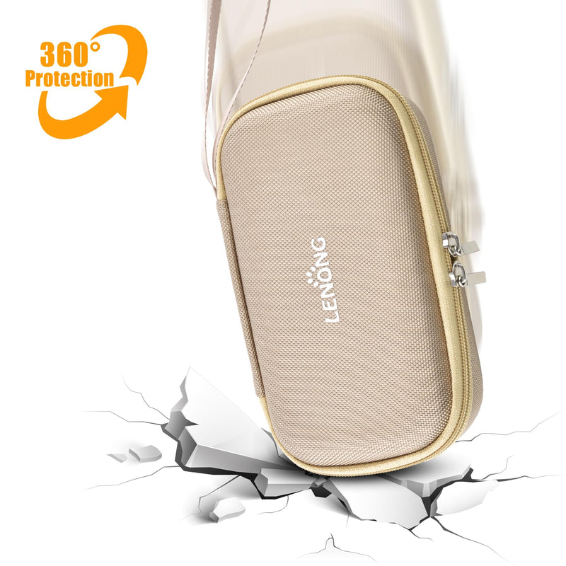 LENONG Small Hard Case Portable Protection Universal Accessories Carrying Bag for Nail Grinders, Shaver, Cell Phone, Earphone, Power Bank, Charger, Cable, Key - Mesh Inner Pocket Cream - PawsPlanet Australia
