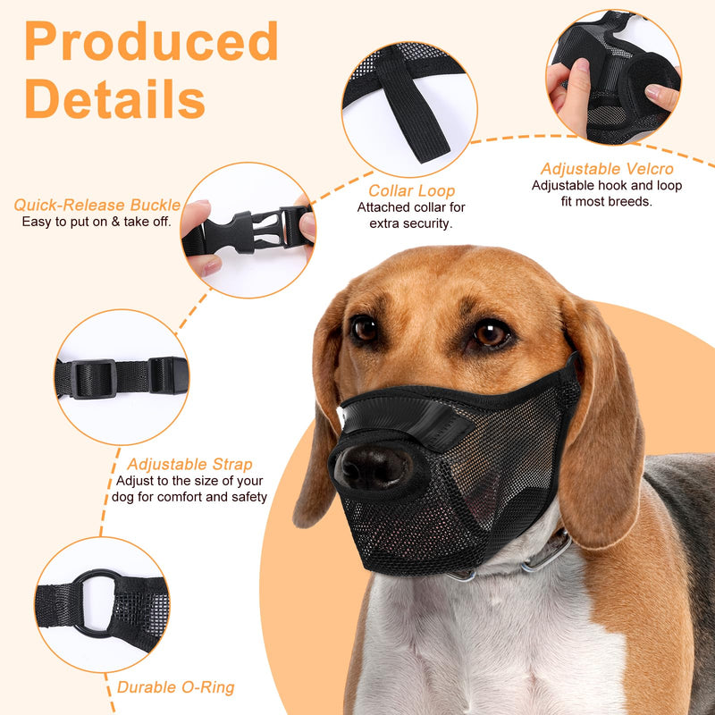 Soft Air Mesh Dog Muzzle for Medium Dogs, Adjustable Breathable Dog Mouth Guard for Medium Dogs Prevents Biting Barking Chewing Front Opening Design Allows Drinking Panting Black M - PawsPlanet Australia
