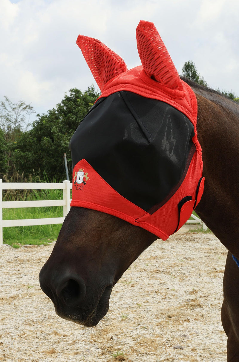T TEKE Fine Mesh Horse Fly Mask w/Ears, UV Blocking 3D Eye Visor with Extra Fleece Cushioned Forehead, Protection from Insect Pests Cob Lavender - PawsPlanet Australia