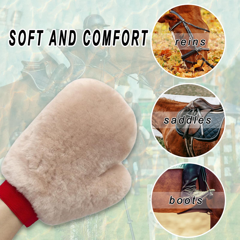 Gracefur Pair of Ultra - Soft Sheepskin Horse Grooming Gloves - Gentle Mitts for Horse Bathing, Perfect Scrubber Mitts for Cleaning Tack, Saddles & Bridles - Ideal for Sensitive Skin Horses (Pink) Pink - PawsPlanet Australia