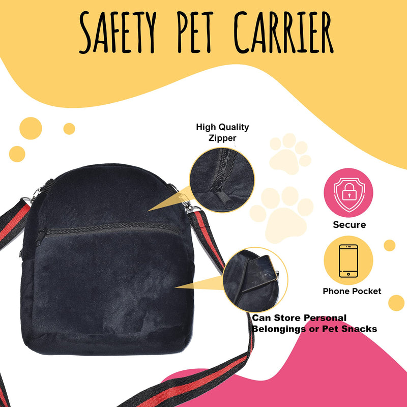 Hamster Carrier Bag, Upgraded Small Animal Bonding Soft Hedgehog Pouch Portable Outgoing Travel Bag with Adjustable Strap and Breathable Mesh for Squirrel Mice Sugar Glider Etc (Black, L) Black - PawsPlanet Australia