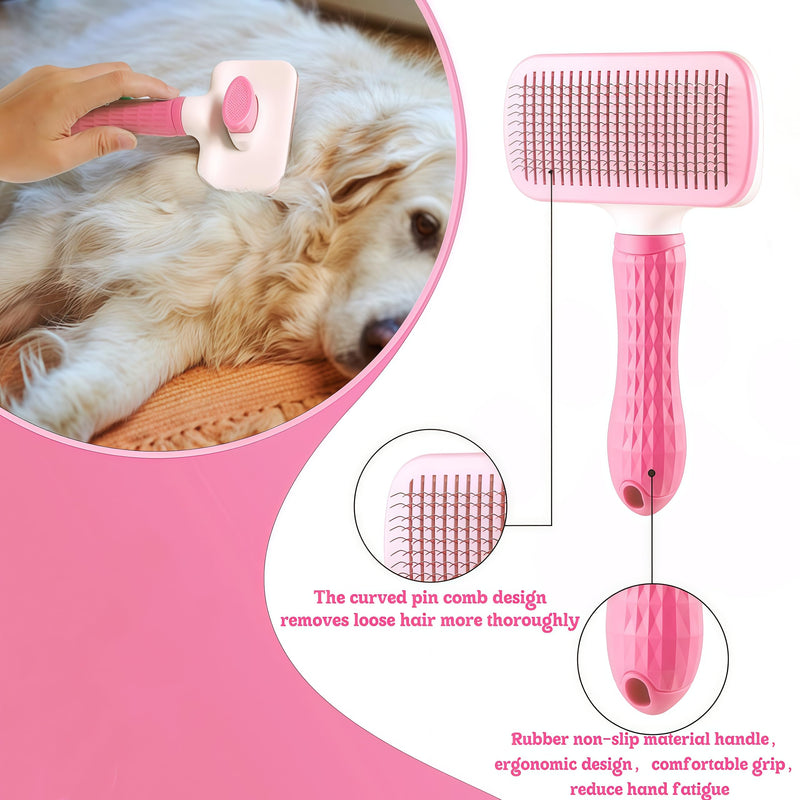 1 PCS Pet Grooming Brush One Click Hair Removal Deshedding Brush for Dogs & Cats,Tangle-Free Detangling Comb with Massage Tips & Pins, Gentle Shedding Tool for Long/Short Hair (Blue) Blue
