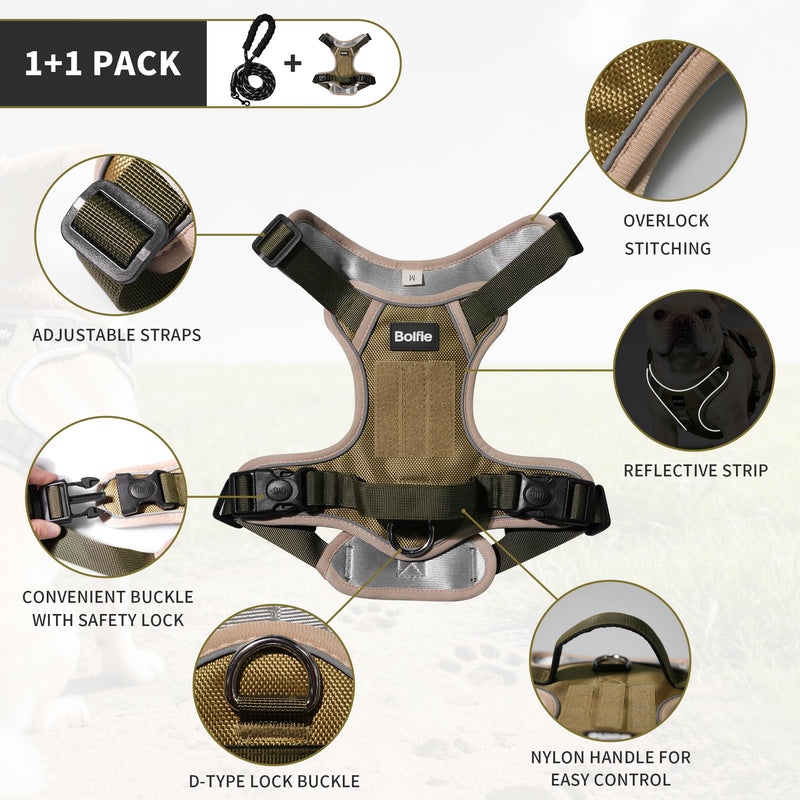 Tactical Dog Harness for Medium Dogs,No Pull Military Dog Vest with Handle,Reflective Heavy Duty Pet Harness for Walking Hiking Training M - PawsPlanet Australia