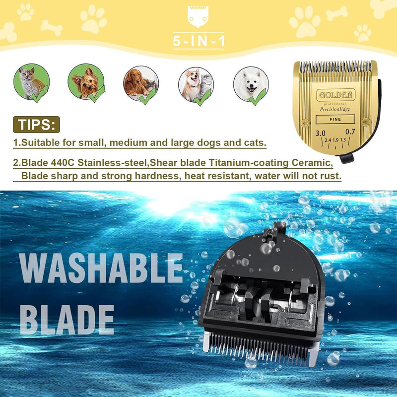 Adjustable Dog Grooming Clipper 5-in-1 Blade Compatible with WAHL Professional Animal Clipper Arco, Bravura, Chromado, Creativa, Figura, and Motion Pet, Dog, and Horse (gold/2pc) Gold/2pc - PawsPlanet Australia