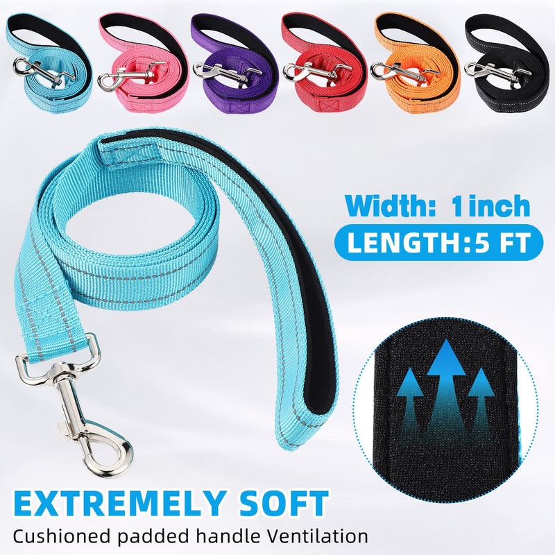 6 Sets Reflective Dog Leash and Collar Set, Nylon Leashes Adjustable Dog Collar Heavy Duty Padded Handle Leash for Small Medium Large Dogs Walking Training(Lovely Color) Lovely Color - PawsPlanet Australia
