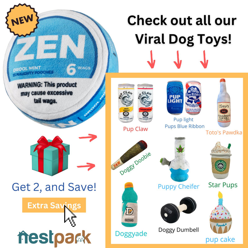 Zen Pupper Deckies Parody Dog Toy - Plush Squeaky and Crinkle Funny Dog Toy - Drool Mint - PawsPlanet Australia