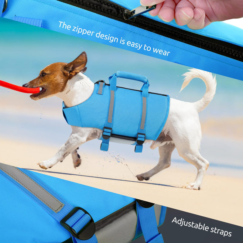 SAWMONG Dog Life Jacket with Ripstop and High Flotation - Swimming Vest for Small, Medium, Large Dogs - Reflective, Lightweight - With Rescue Handle for Boating, Blue, 2XL XX-Large - PawsPlanet Australia