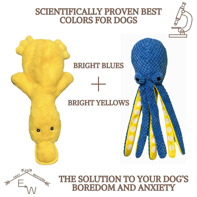 Duck and Octopus Dog Toys - Crinkle Dog Toy, Squeaky Dog Toy, Plush Dog Toy, No Stuffing Dog Toy, Interactive Boredom Busy Toy, Calming Cuddle Dog Toy, Puppy Play Toy - Large, Medium, Small Dog Gifts - PawsPlanet Australia