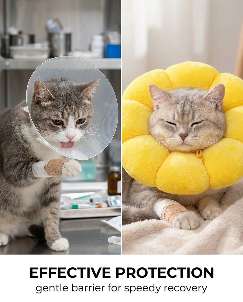 Cat neck collar size S, lick protection for cats, soft neck collar for cats and small dogs after surgery, Elizabethan collar, sunflower neck collar