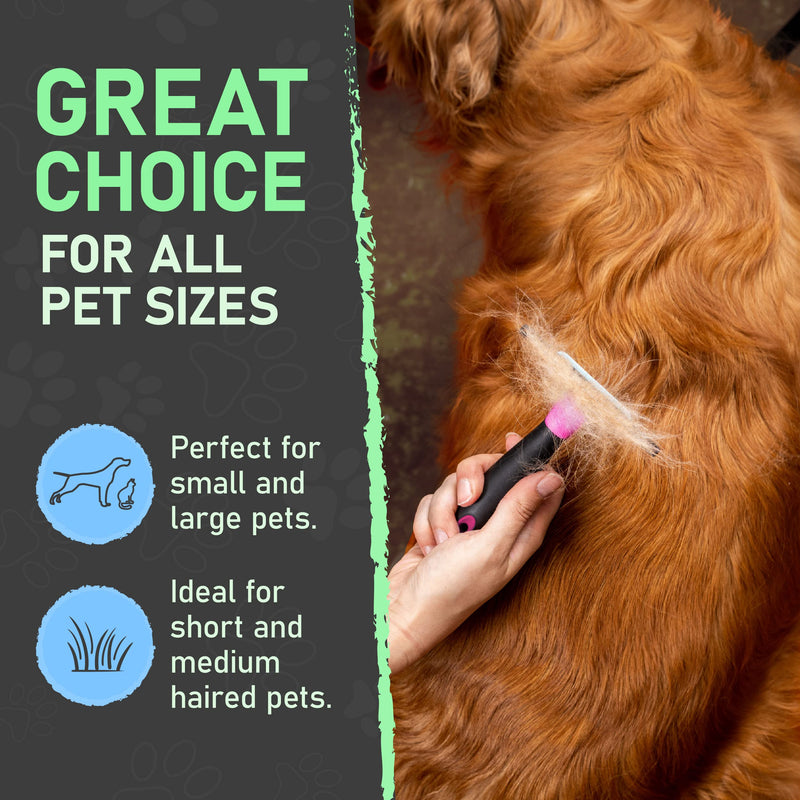 Maxpower Planet Pet Deshedding Brush - Grooming Tool for Dogs and Cats, Reduces Shedding by 95% - Comb for Short and Medium Hair - Pink - PawsPlanet Australia