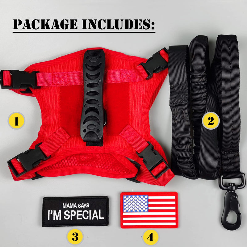 Tactical Cat Harness and Leash for Walking Escape Proof, Adjustable Military K9 Pet Vest Harness Easy Control for Large Cat, Puppy and Small Dog (Red) Red