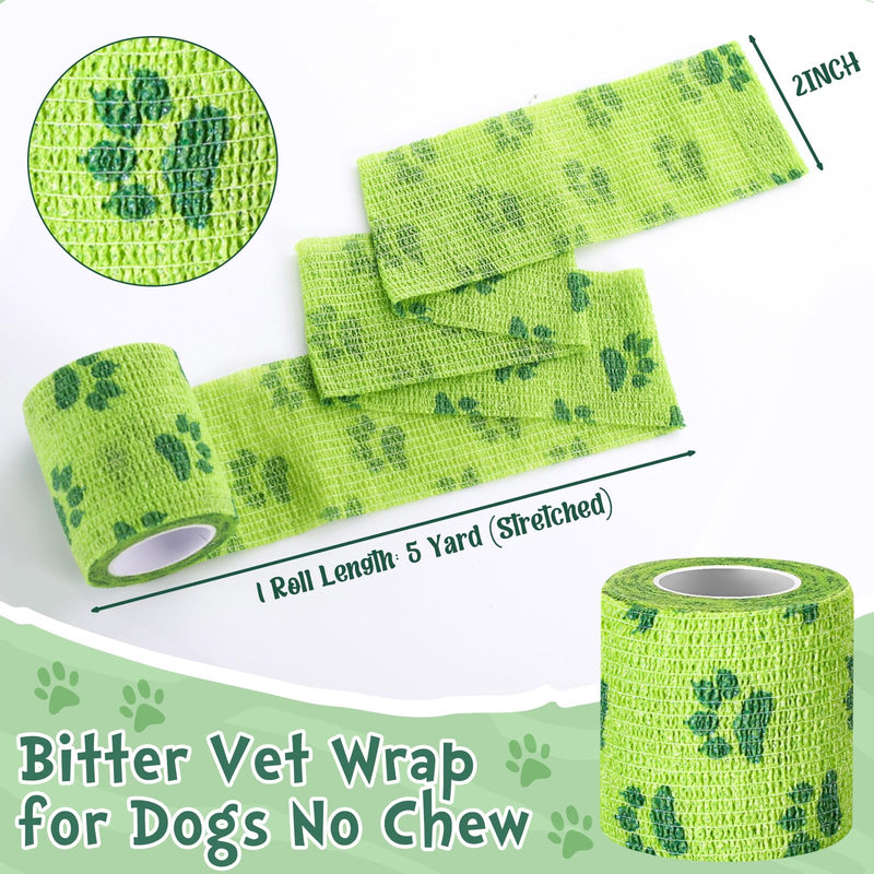 Geiserailie 6 Rolls No Chew Bandage for Dogs Self Adhesive Non-Woven Bitter Bandage Wrap for Dogs' Legs Paws Wounds Cats Animal, Green(2 Inches X 5 yd) about 2 inches x 5 yd/ 5 cm x 4.5 m - PawsPlanet Australia