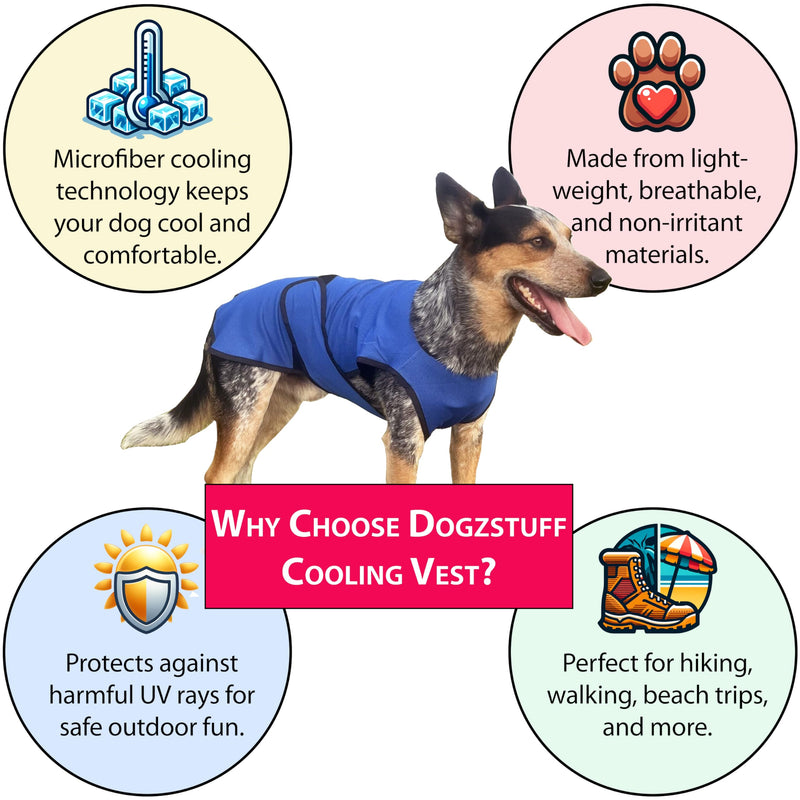 Dog Cooling Vest. Lightweight Jacket with Evaporative Cool Microfiber Technology, UV Protection Shirt for Beach, Sizing for Small, Medium and Large Dogs (XL, Dark Blue) X-Large