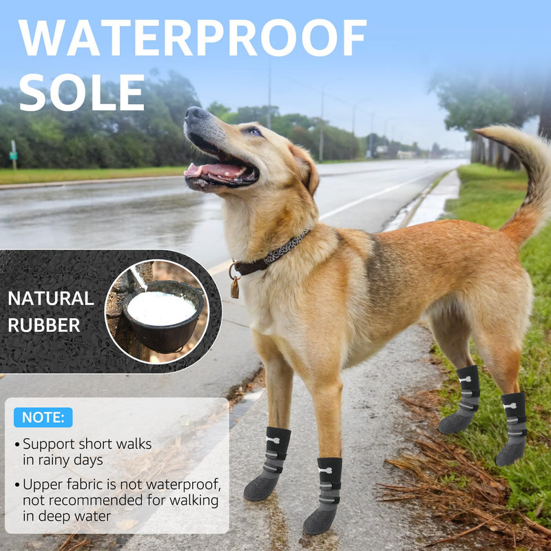 SCENEREAL Anti Slip Dog Socks Boots, Dog Shoes for Hot/Cold Pavement, Waterproof Grip Doggy Booties for Hardwood Floor, Rain Paw Protectors for Small Medium Large Senior Old Dogs, Black M M(2.1"x1.9")(Paw L*W) Black(Pack of 4+2) - PawsPlanet Australia