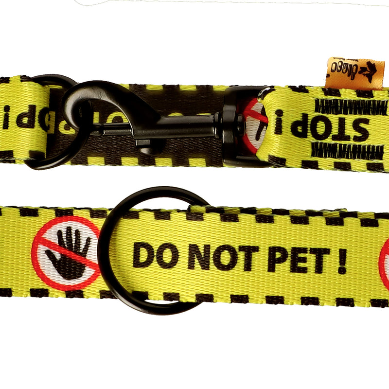 Dingo DO NOT PET Material Leash Adjustable Safe Control Caring for Special Dog Needs Black/Yellow Size L 15364 YELLOW - PawsPlanet Australia
