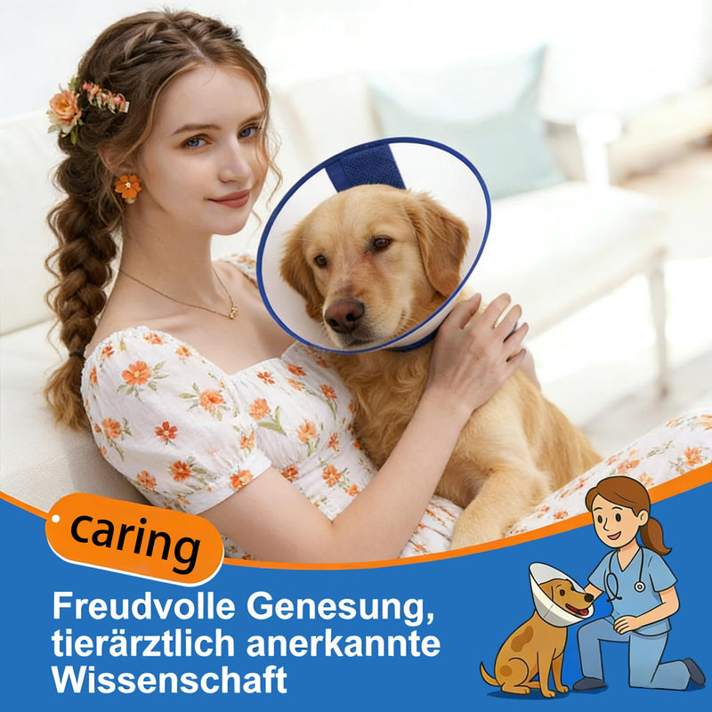 Upgraded Dog Cone Collar After Surgery, Soft Breathable Pet Recovery Collar with Double-Layer Design and Support Plate, Adjustable Dog Cone Collar for Large Medium Dogs, Elizabethan Collar （Blue，XL） Blue XL（Neck：15.35-17.72”）