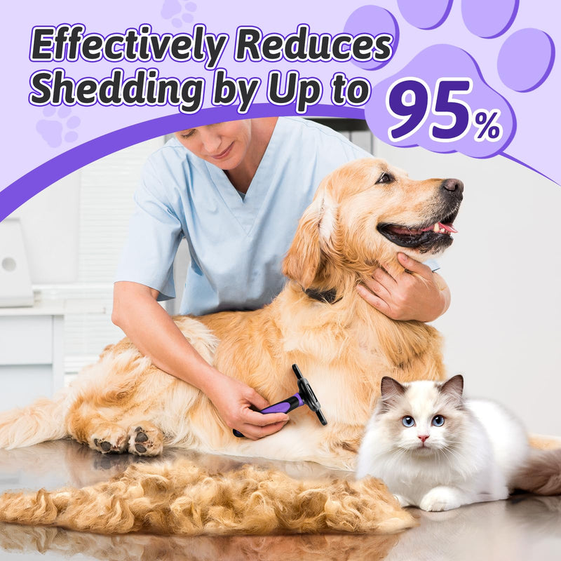 MIU COLOR Long Hair Pet Grooming Brush, Deshedding Tool for Medium and Large Dogs & Cats, Effectively Reduces Shedding by up to 95% for Pet Hair, Purple - PawsPlanet Australia