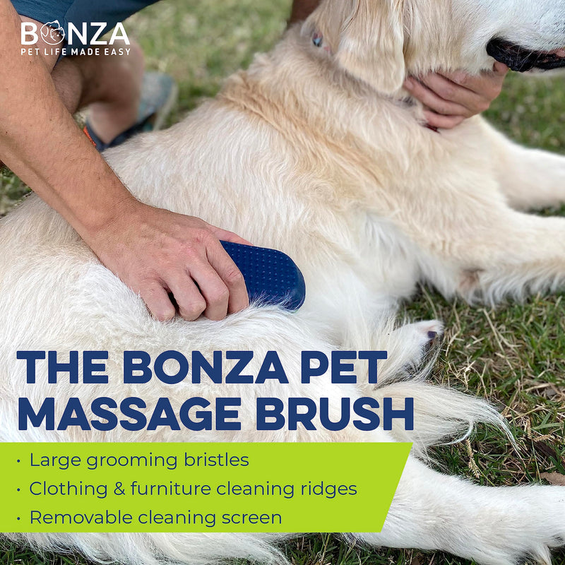 Bonza Cat and Dog Massage Brush, Easy to Clean Bath Brush with Removable Screen, Soft Silicone Bristles are Gentle Grooming on Your Pet, Curry Comb for Washing, Brushing for Medium to Long Haired Pets - PawsPlanet Australia