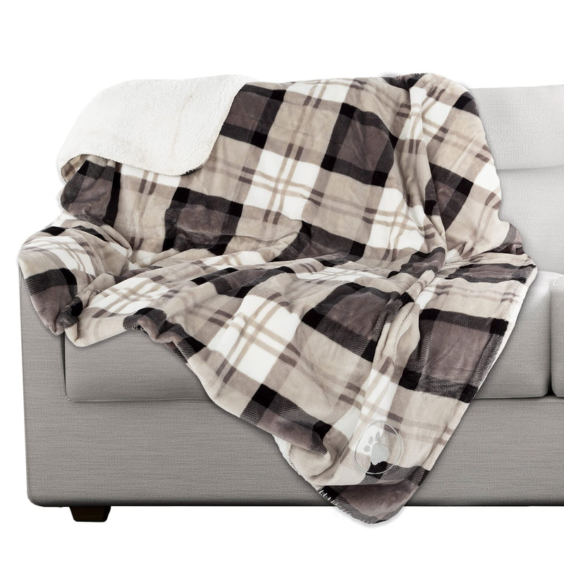 PETMAKER Pet Blanket - Reversible Waterproof Plaid Throw Protects Couch, Car, and Bed from Spills, Stains, or Fur - Dog and Cat Blankets (Gray) Large Gray Plaid - PawsPlanet Australia